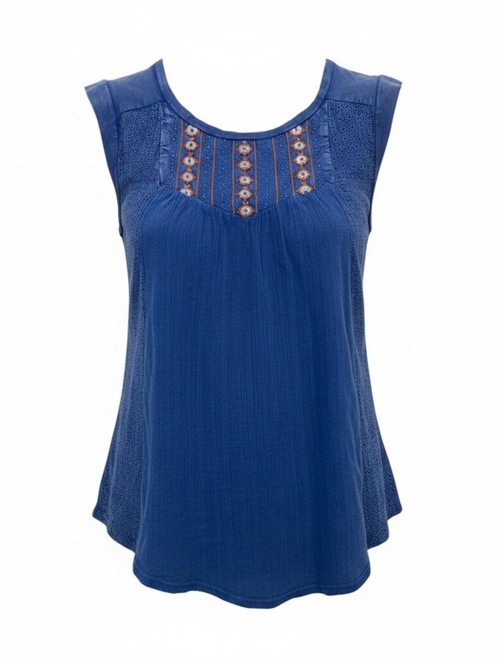 Vintage Lucky Brand Blue Embroidered Sleeveless Tank